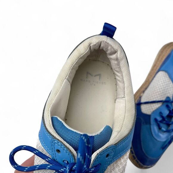 Marc Fisher Janette Espadrille Sneaker Shoes Blue Leather Canvas Women's Size 11 - Picture 9 of 11